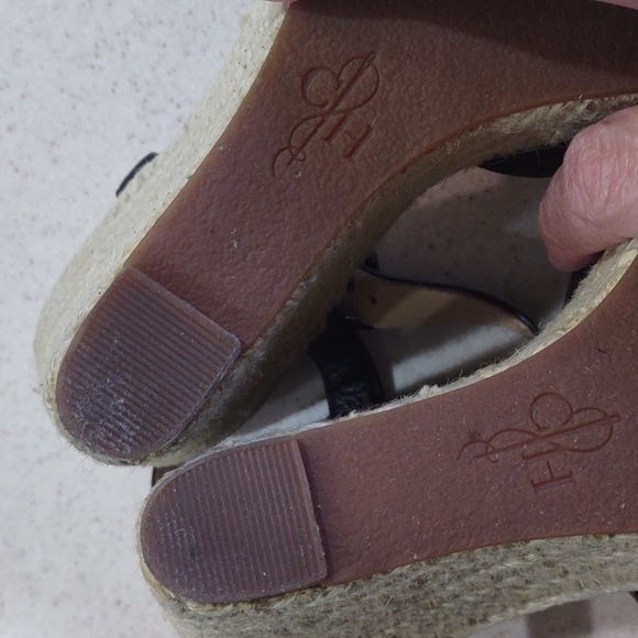 Cole Haan Black Leather Espadrille Wedge Sandals Size 9 Medium EUC - Picture 12 of 16